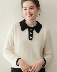 Soft And Skin-Friendly Cashmere Polo Collar Sweater
