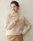Cashmere Irregular Turtleneck Sweater