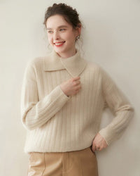 Cashmere Irregular Turtleneck Sweater