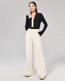 Wool High-Waisted Floor-Length Wide-Leg Pants