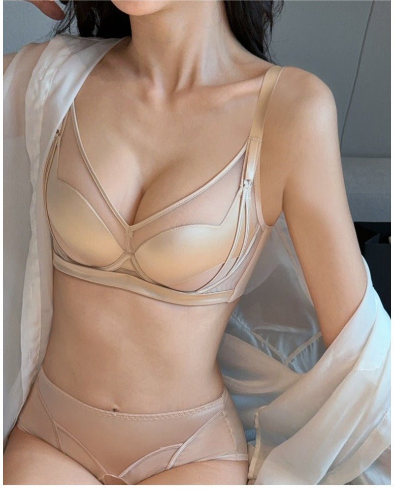 Satin mesh push-up and lifting bra