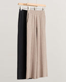 Wool Straight Leg Casual Trousers