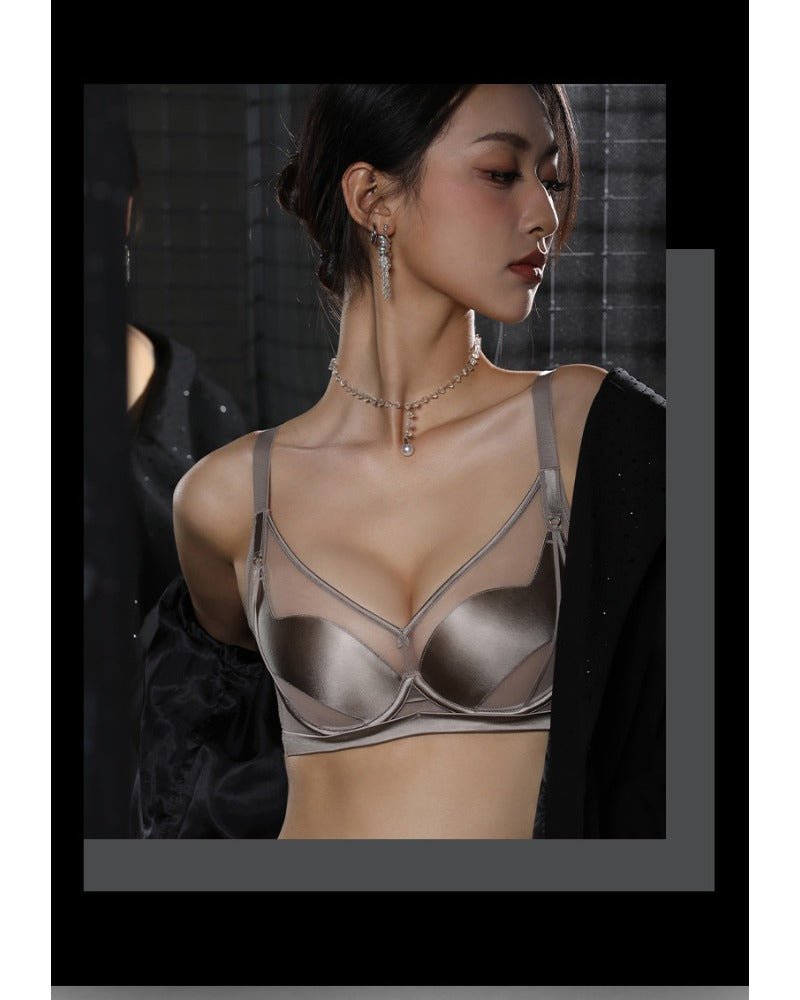 Satin mesh push-up and lifting bra
