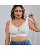 Plus-size wire-free semi-fixed push-up bra