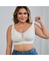 Plus-size wire-free semi-fixed push-up bra