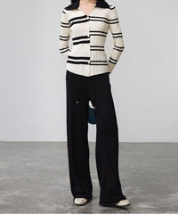 Wool Knit Wide-Leg Floor Pants
