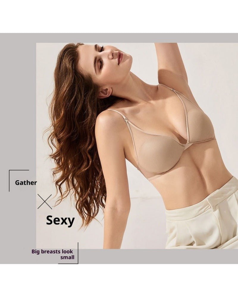U-shaped mesh neck and back underwear Bra