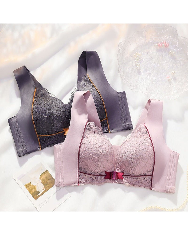 Front-fastening push-up bra to minimize side breast tissue