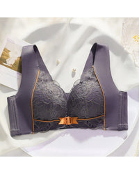 Front-fastening push-up bra to minimize side breast tissue