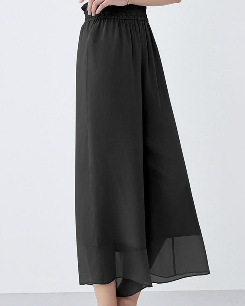 Casual Double-Layered Cropped Straight Leg Pants