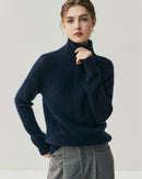 Cashmere Half-Zip Cable Knit Loose Sweater
