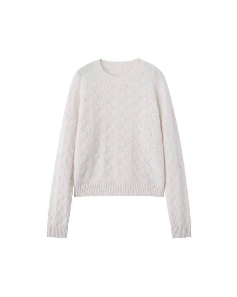 Cashmere Crew Neck Hollow Knitted Sweater