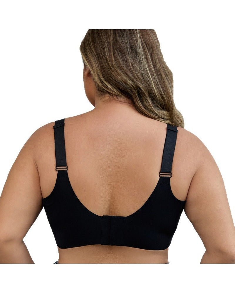 Plus-size wire-free semi-fixed push-up bra