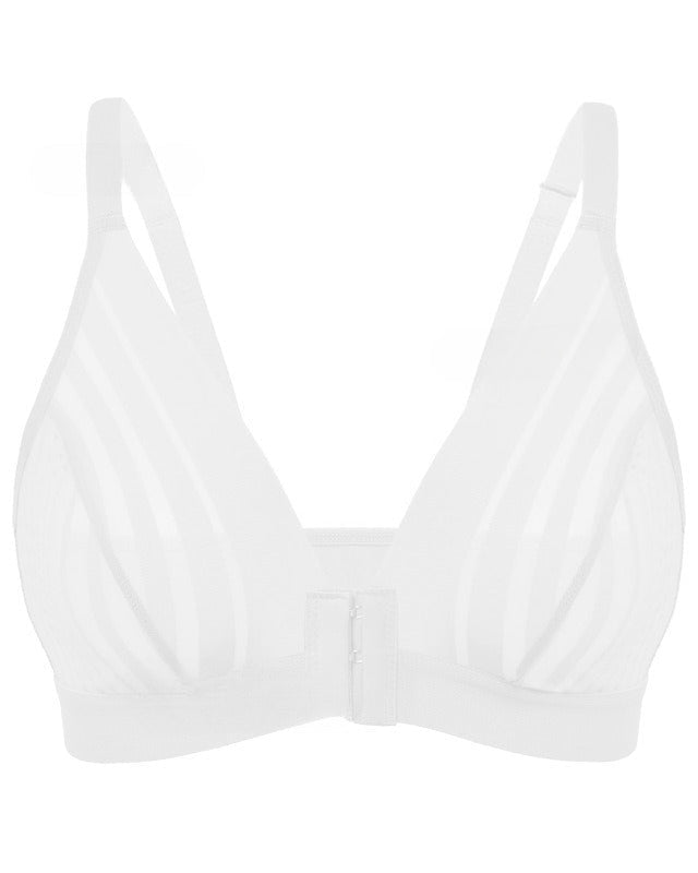 Plus-Size Front-Closure Mesh Bra