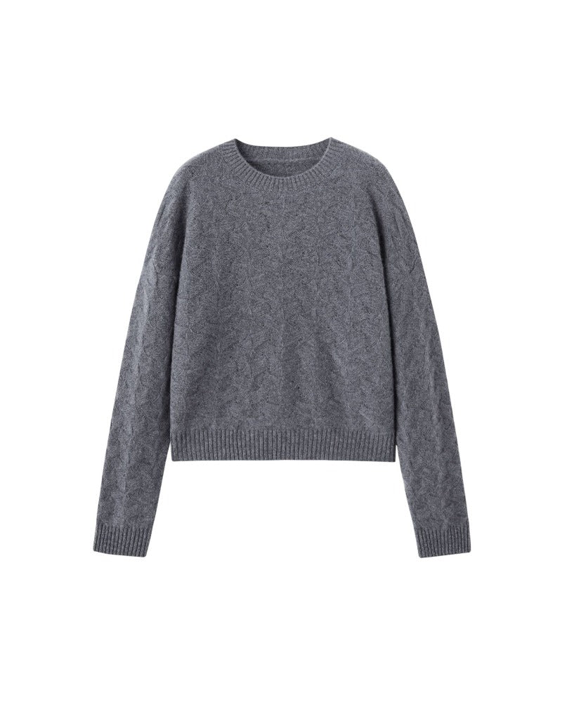 Cashmere Crew Neck Hollow Knitted Sweater