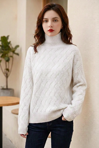 Slouchy Turtleneck Wool Sweater