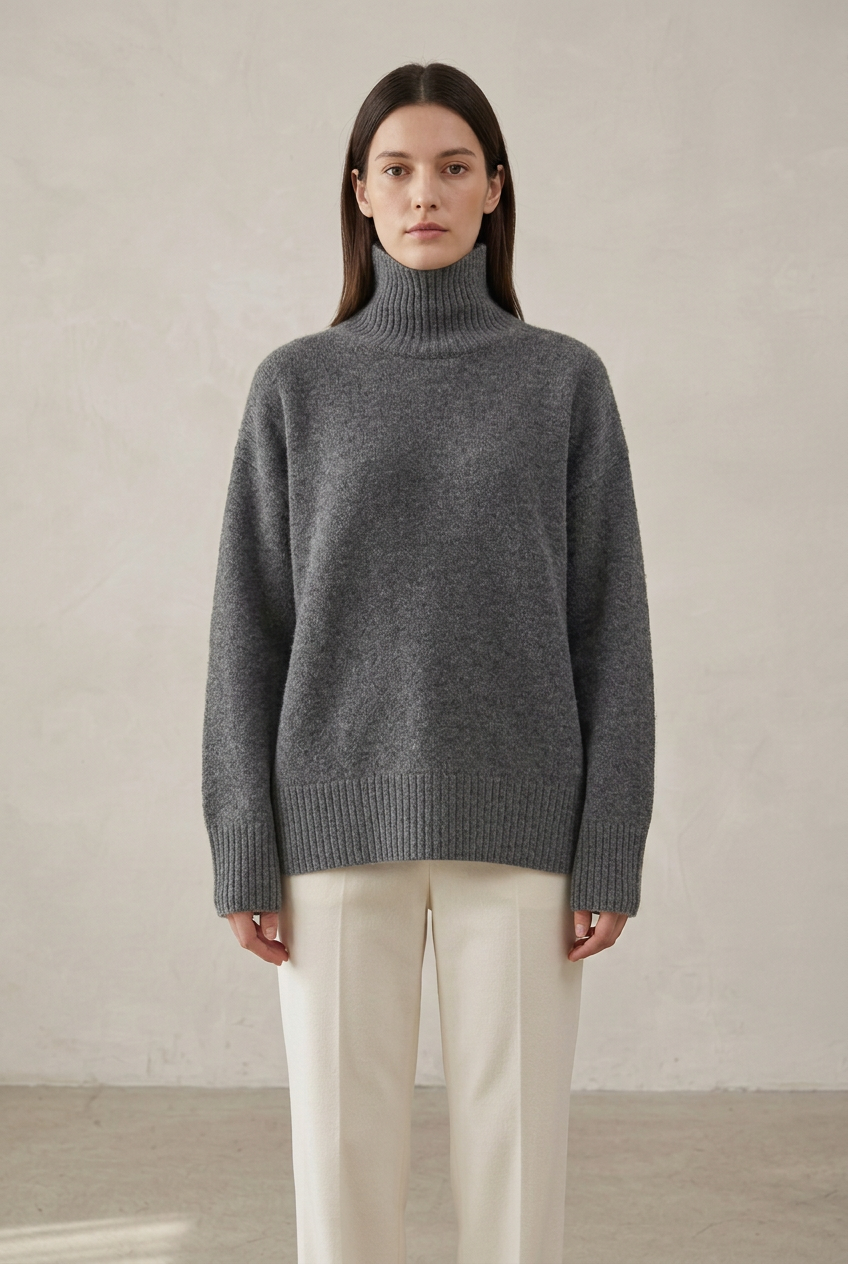 Wool Loose Turtleneck Sweater