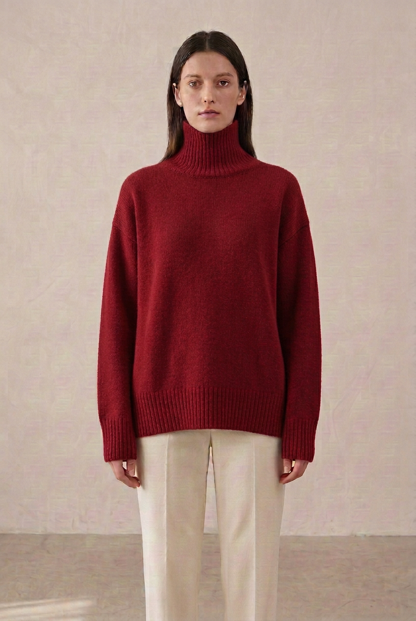 Wool Loose Turtleneck Sweater