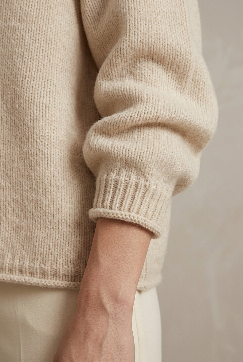 Cashmere Rolled Neck Knit Sweater