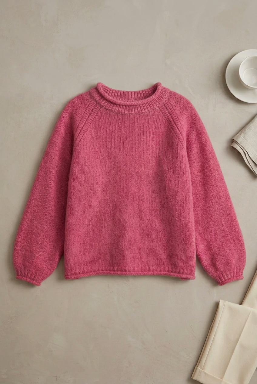 Cashmere Rolled Neck Knit Sweater