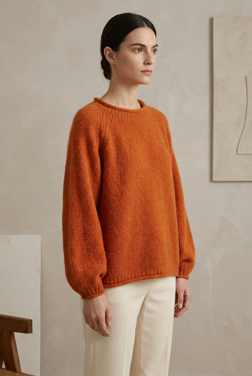 Cashmere Rolled Neck Knit Sweater