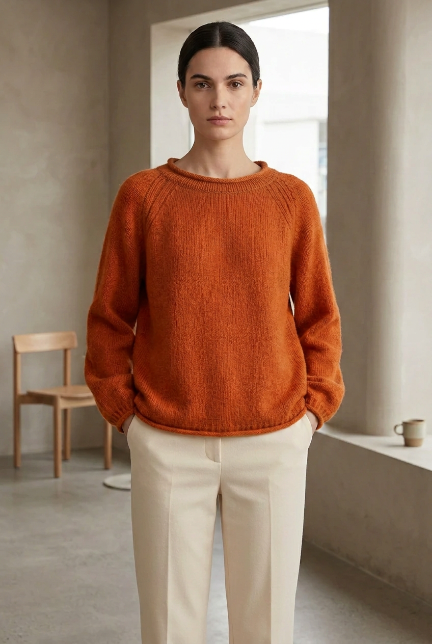 Cashmere Rolled Neck Knit Sweater