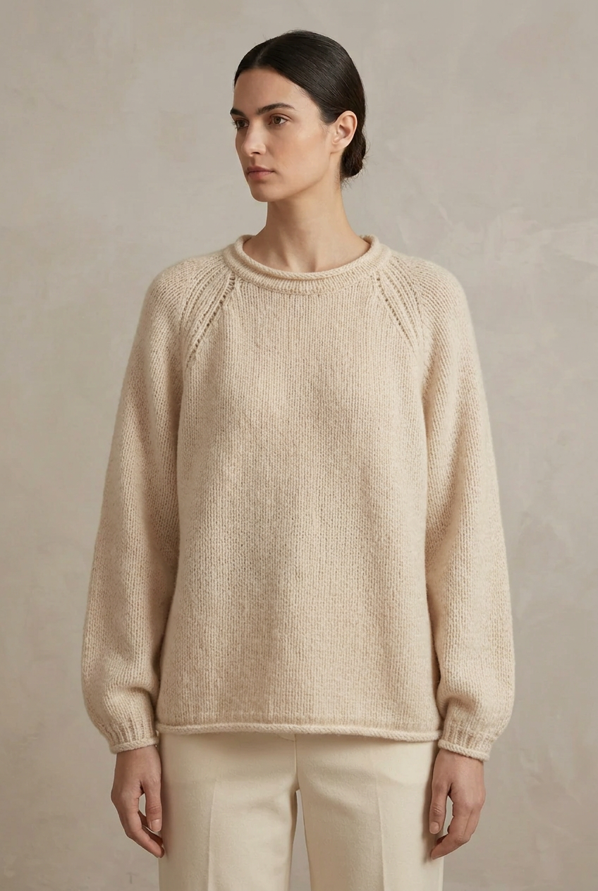 Cashmere Rolled Neck Knit Sweater