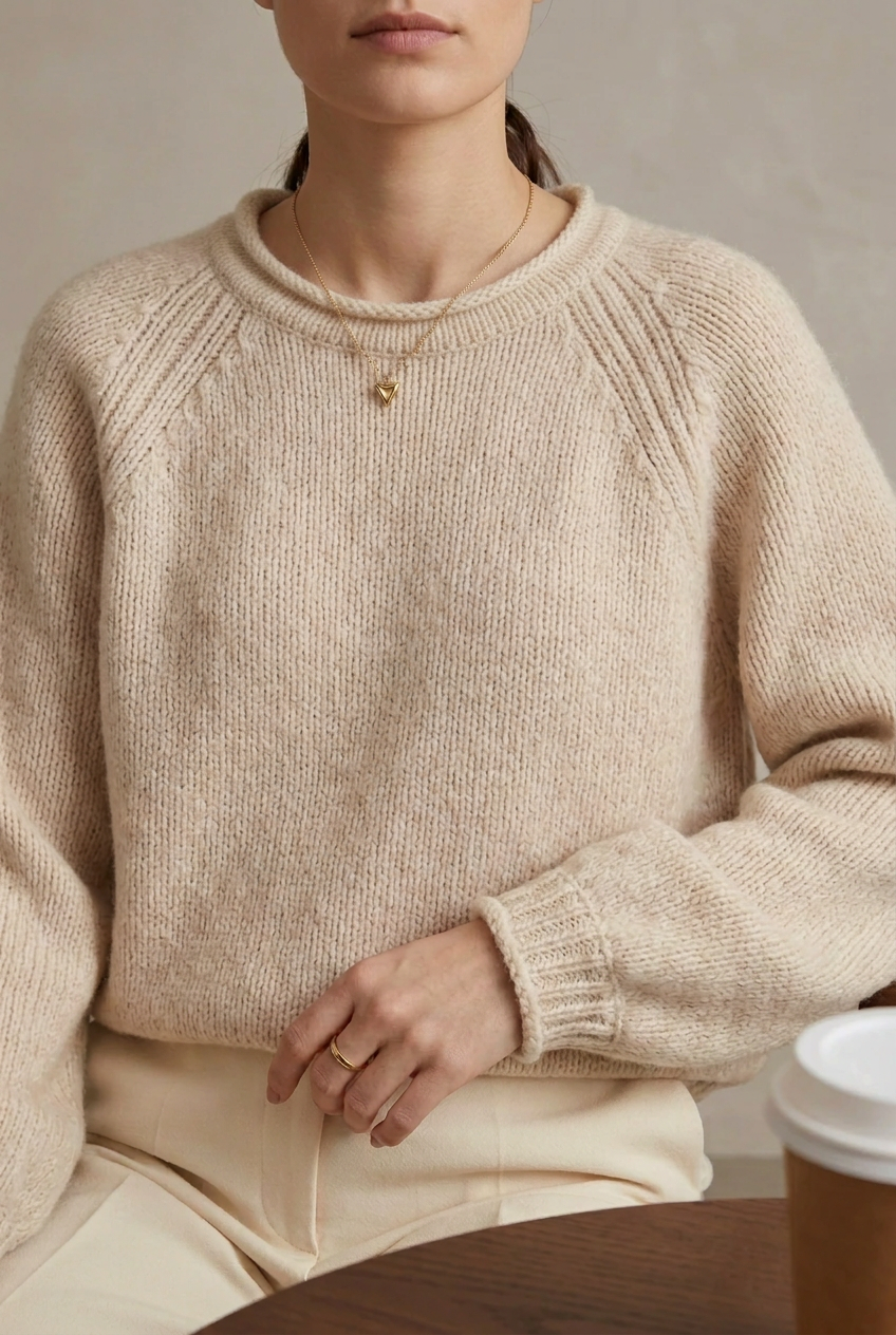Cashmere Rolled Neck Knit Sweater
