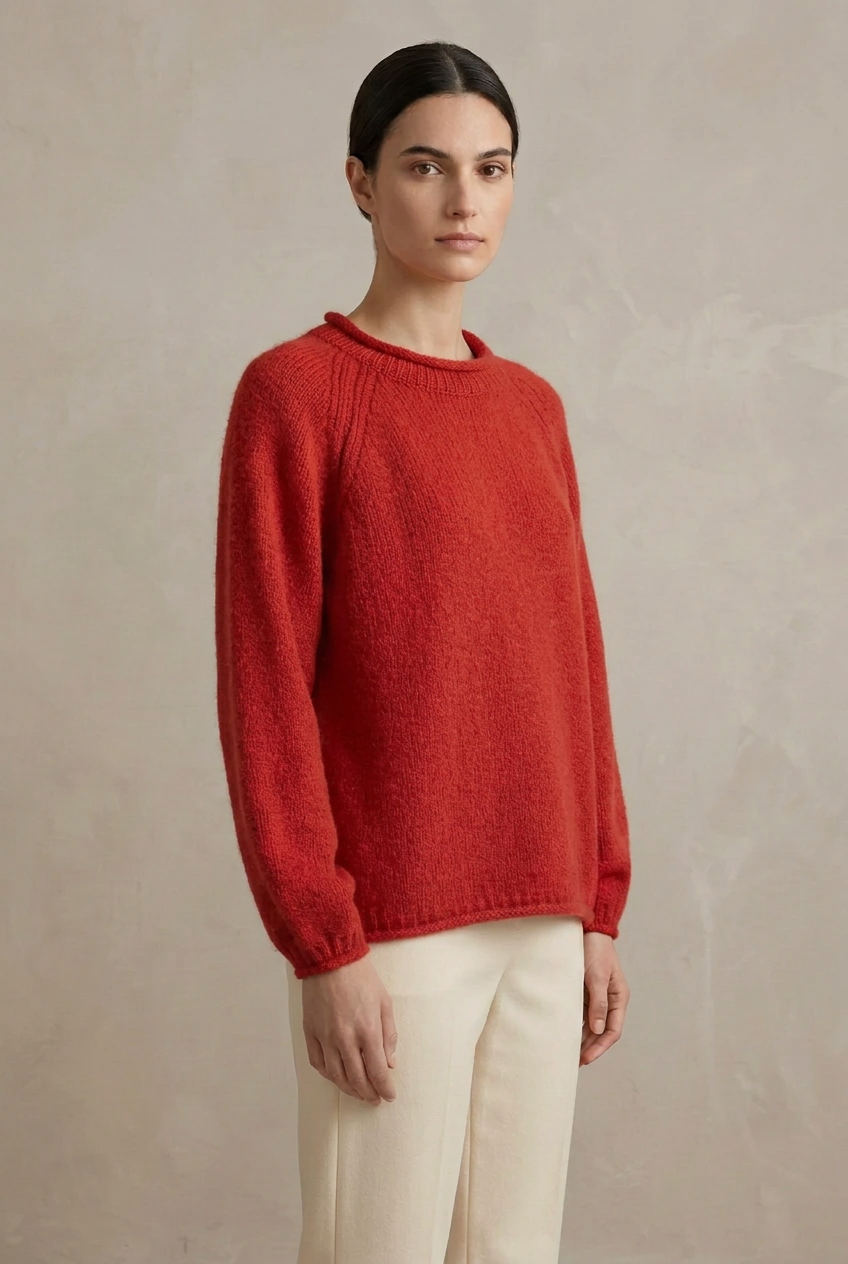Cashmere Rolled Neck Knit Sweater