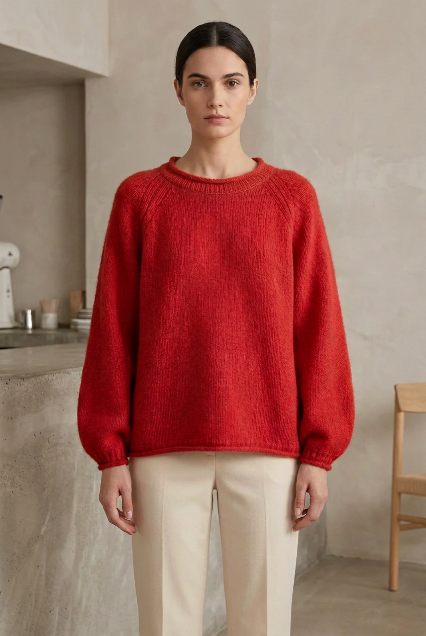 Cashmere Rolled Neck Knit Sweater
