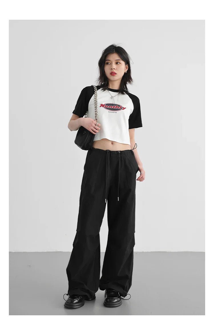 Cotton Blended Wide Leg Hip Hop Trousers