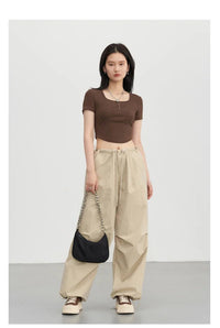 Cotton Blended Wide Leg Hip Hop Trousers