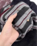 Striped Cardigan Knit Cashmere Sweater