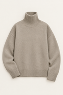 Oatmeal cashmere turtleneck sweater flat lay