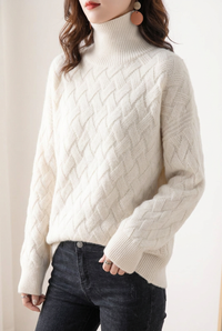 Slouchy Turtleneck Wool Sweater